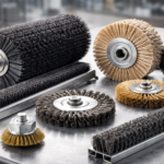 Types of industrial brushes, including cylinder, strip, disc, and wheel brushes, used in manufacturing