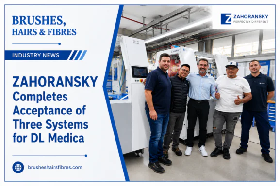 DL Medica and ZAHORANSKY teams during the successful acceptance of the Z.ORCA 18, Z.SAILFIN and M6T-W brush manufacturing systems.